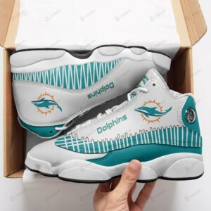 White Miami Dolphins Air Jordan 13 running Shoes for sale