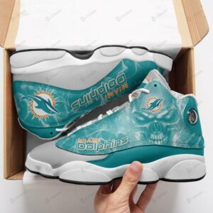 Miami Dolphins Air Jordan 13 new Skull Shoes for sale