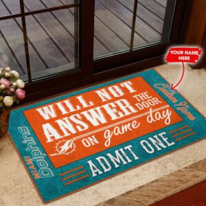 Miami Dolphins Will Not Answer The Door On Game Day Personalized Doormat