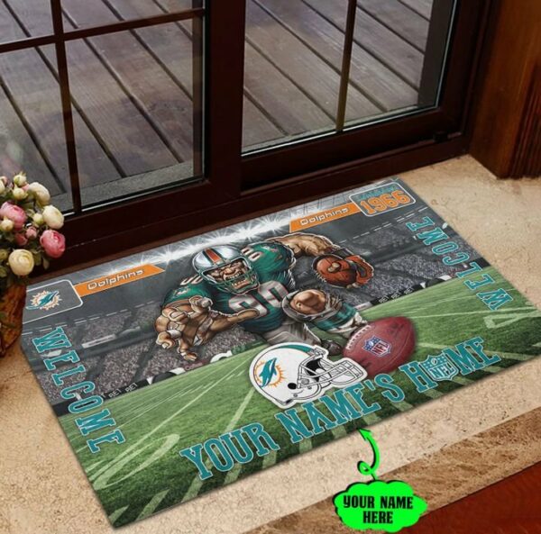 Miami Dolphins 3D Doormats Nfl Mascot Welcome To My Home 03 Dttdmat120520