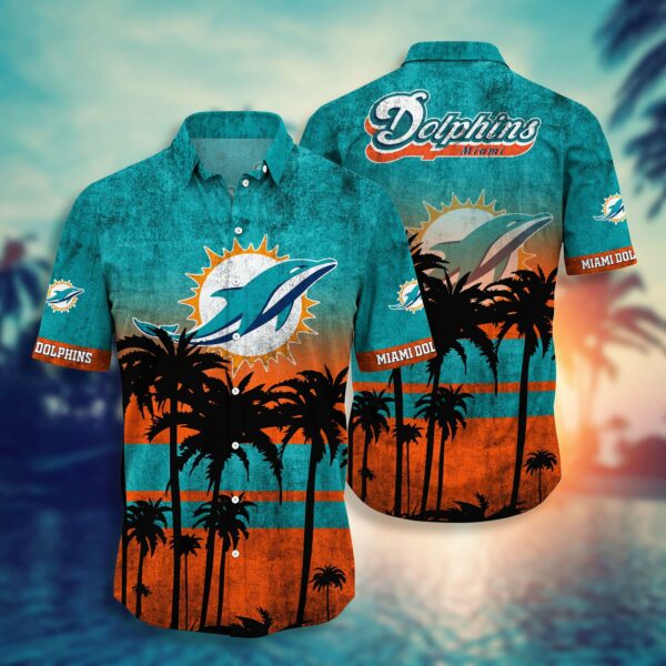 xxl Miami Dolphins 3D Hawaiian Shirt Trees Graphics For Hot Fans
