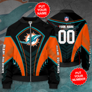 Miami Dolphins custom name and number Bomber Jacket For Cool Fans