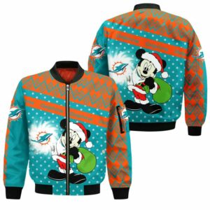 Miami Dolphins Bomber Jacket Christmas Mickey Limited Edition