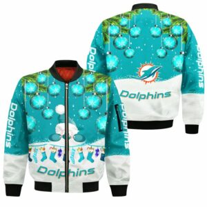 Miami Dolphins Bomber Jacket Christmas Santa Limited Edition