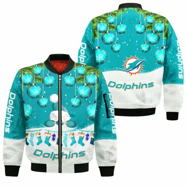 Miami Dolphins Bomber Jacket Christmas Santa Limited Edition