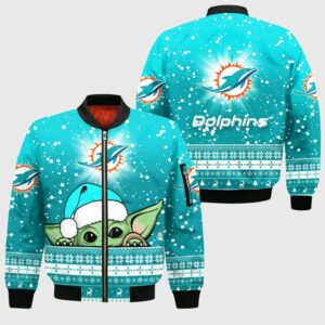 Miami Dolphins Bomber Jacket Christmas Yoda Limited Edition