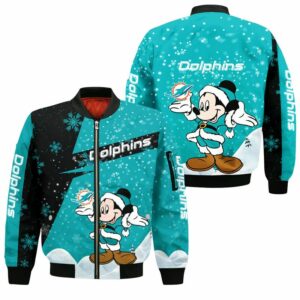 Miami Dolphins Bomber Jacket Xmas Mickey Limited Edition