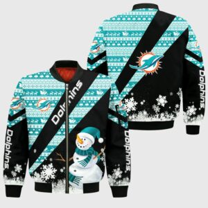 Miami Dolphins Bomber Jacket Xmas Snowman Limited Edition