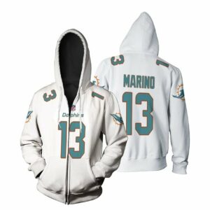 Miami Dolphins Dan Marino #13 Zip Hoodie NFL Team Logo Game White