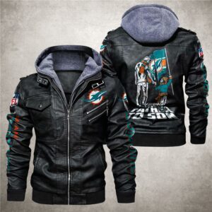 NFL Black Miami Dolphins Leather Jacket From father to son
