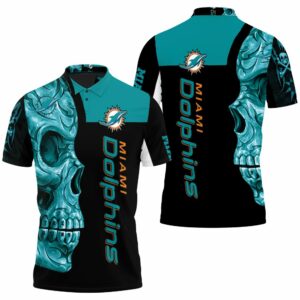 NFL Black Miami dolphins polo shirt Skull Graphics new design on sale