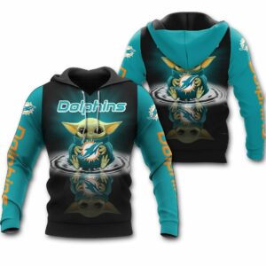 NFL Miami Dolphins & Baby Yoda Hoodie T-Shirt Sweatshirt Zip Up Hoodie