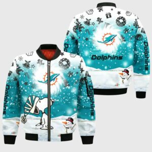 NFL Miami Dolphins Bomber Jacket 3D Xmas Snoopy Limited Edition