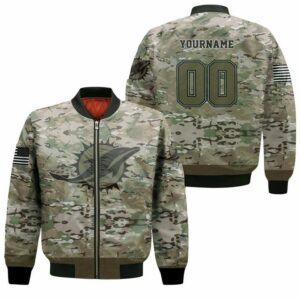 NFL Miami Dolphins Bomber Jacket Camoflage Pattern 3D