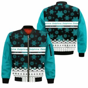 NFL Miami Dolphins Bomber Jacket Christmas Pattern Limited Edition Unisex 03