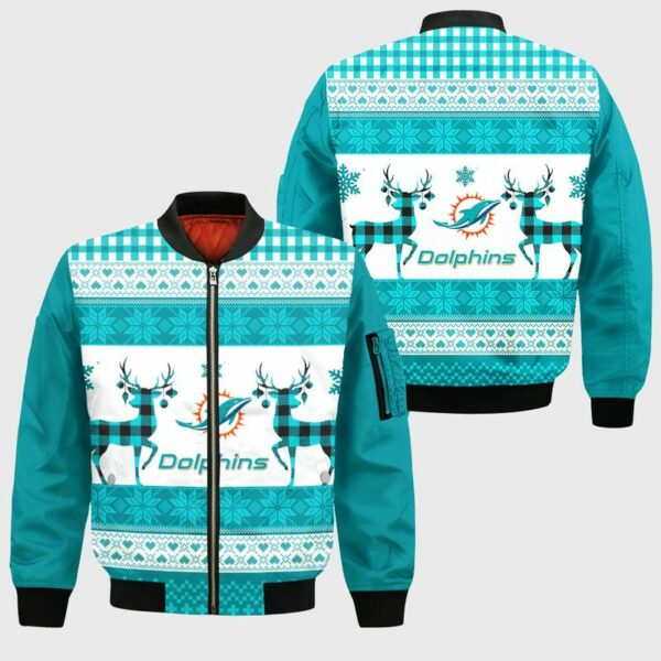 NFL Miami Dolphins Bomber Jacket Christmas Pattern Limited Edition Unisex 02