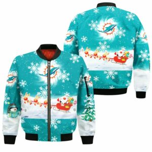 NFL Miami Dolphins Bomber Jacket Christmas Pattern Limited Edition Unisex 04