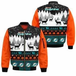 NFL Miami Dolphins Bomber Jacket Christmas Reindeer Limited Edition Unisex