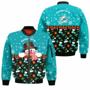 NFL Miami Dolphins Bomber Jacket Christmas Snowman Limited Edition Unisex