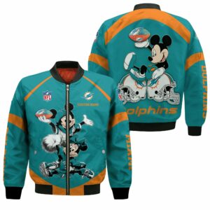 NFL Miami Dolphins Bomber Jacket Custom Name Mickey
