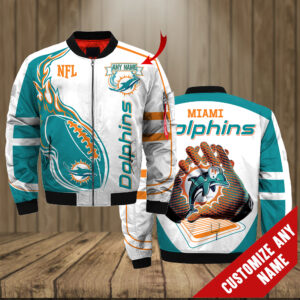 NFL Men's Miami Dolphins Bomber Jacket CUSTOMIZE YOUR NAME