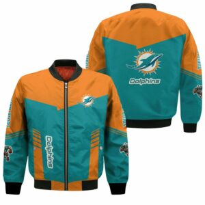 NFL Miami Dolphins Bomber Jacket Football Team Logo Custom Name