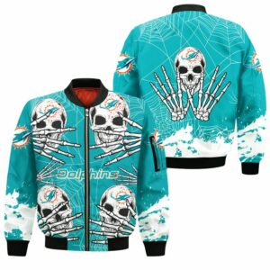 Bomber Miami Dolphins Skulls Graphics Jacket Halloween Limited Edition