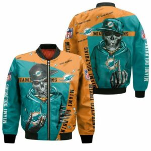 NFL Miami Dolphins Bomber Jacket Hip Hop Skull
