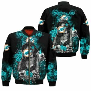 New Miami Dolphins Bomber Jacket Death Graphics hot