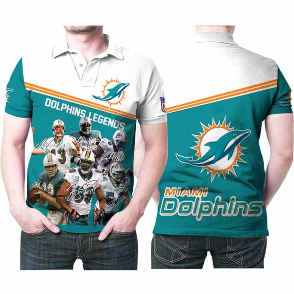 NFL Miami Dolphins Fan Polo Shirt Legends 6 Best Players Signatures