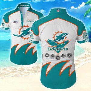 NFL Miami Dolphins hawaiian beach polo shirt tropical
