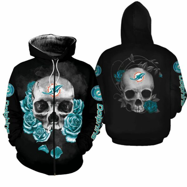 NFL Miami Dolphins Hoodie Skull Limited Edition All Over Print