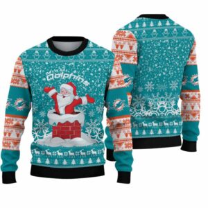 NFL Miami Dolphins Knitted Sweater Christmas Santa Claus Pattern Limited Edition