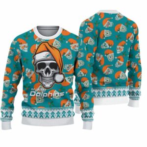 NFL Miami Dolphins Knitted Sweater Christmas Skull Limited Edition