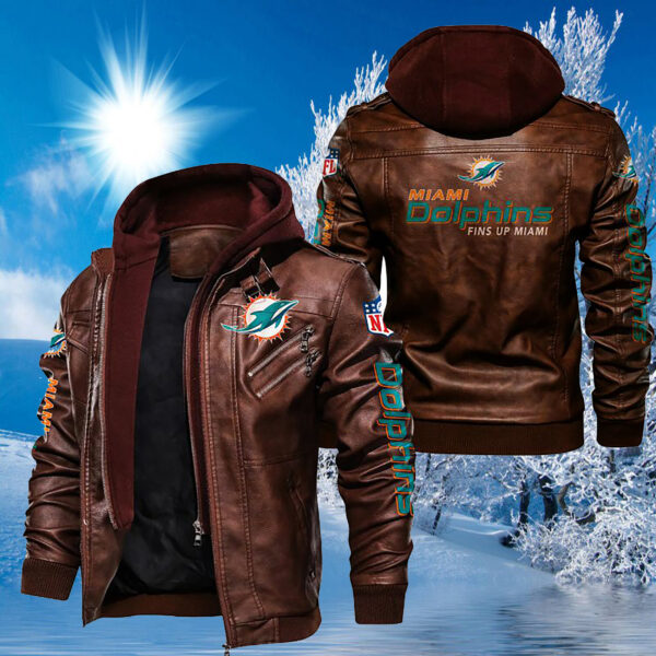 NFL Vintage Leather Jacket Miami Dolphins for cheap
