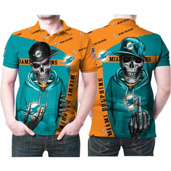 NFL Miami Dolphins Polo Shirt Skeleton Hip Hip