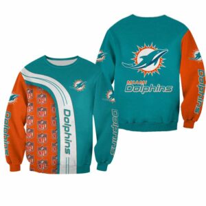 Miami Dolphins Long Sleeve Shirt Curve Graphics Sweatshirt new 2023
