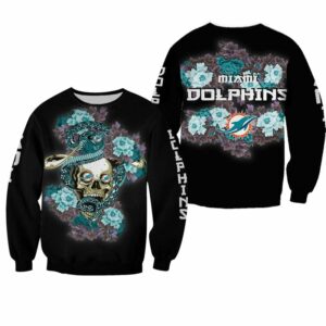 NFL Miami Dolphins Sweatshirt Skull Floral Limited Edition All Over Print