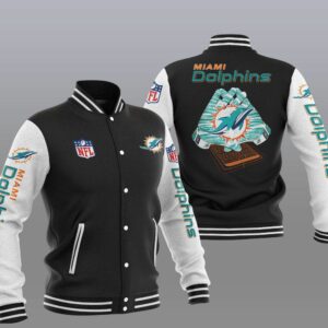 NFL MIAMI DOLPHINS Varsity Baseball Jacket new gift for fan in black