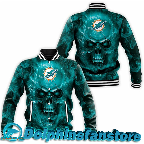 Miami Dolphins new Skull green graphics baseball jacket limited edition