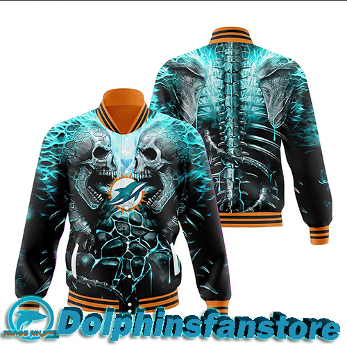 Miami Dolphins 3D Skeleton graphics baseball jacket no1