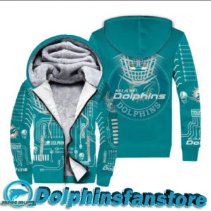 NFL Green Miami Dolphins 3D Fleece zip up hoodie for cheap
