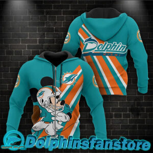 Miami Dolphins Mickey Graphics Zip up Hoodie for cheap