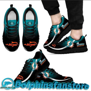Custom made Miami Dolphins new London mens Sneakers in Black