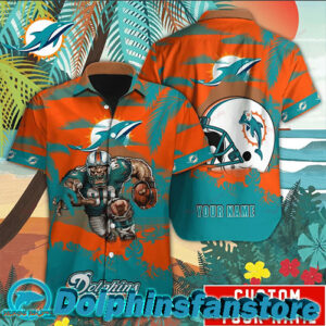 Custom Orange Miami Dolphins new design Hawaiian Shirts for cheap